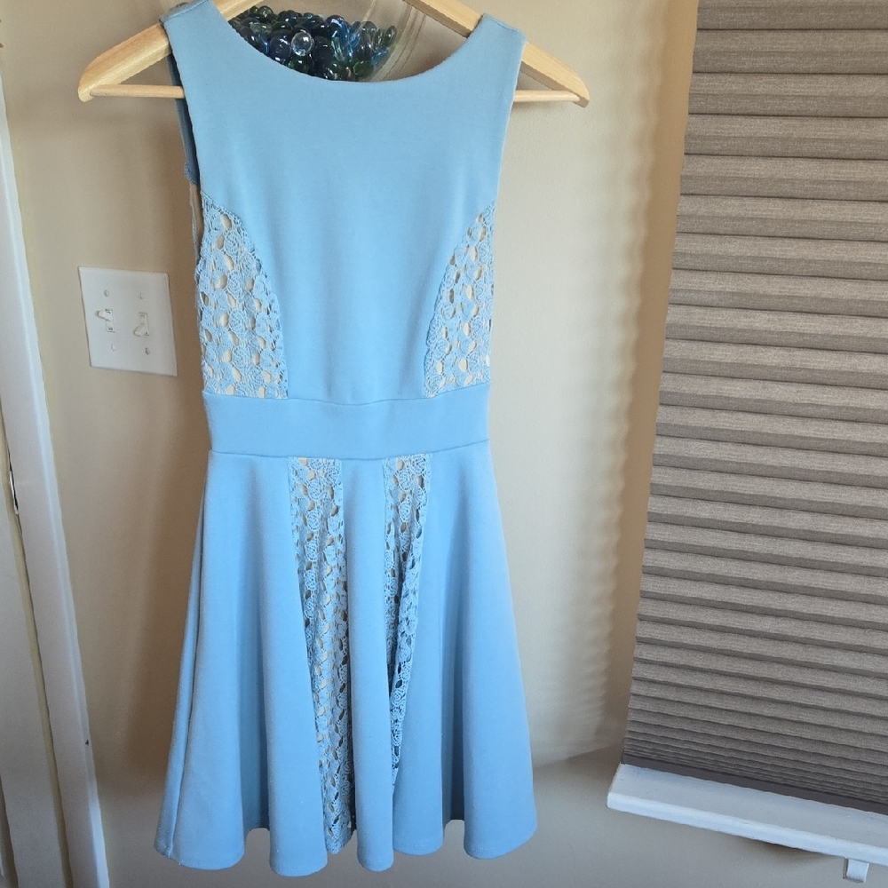 Altar'd State Light Blue Lace Mini Dress